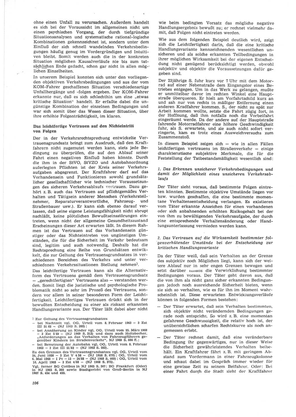 Neue Justiz (NJ), Zeitschrift für Recht und Rechtswissenschaft [Deutsche Demokratische Republik (DDR)], 24. Jahrgang 1970, Seite 106 (NJ DDR 1970, S. 106)
