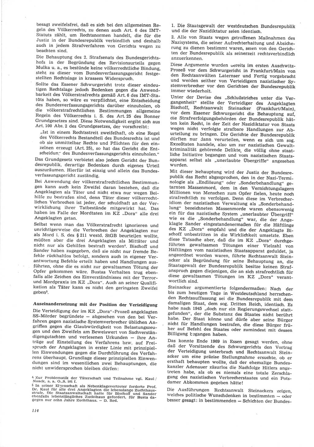Neue Justiz (NJ), Zeitschrift für Recht und Rechtswissenschaft [Deutsche Demokratische Republik (DDR)], 24. Jahrgang 1970, Seite 114 (NJ DDR 1970, S. 114)
