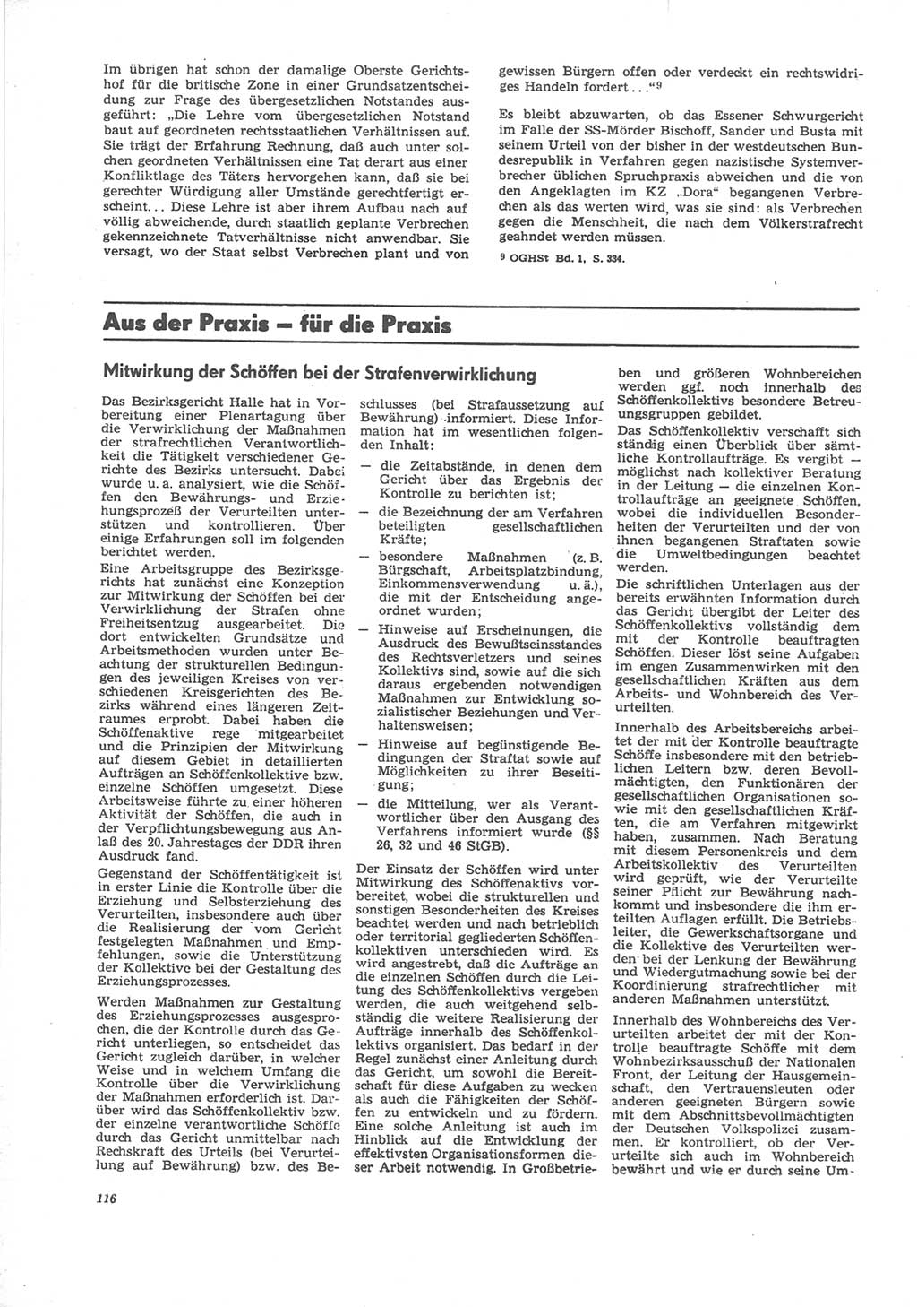 Neue Justiz (NJ), Zeitschrift für Recht und Rechtswissenschaft [Deutsche Demokratische Republik (DDR)], 24. Jahrgang 1970, Seite 116 (NJ DDR 1970, S. 116)