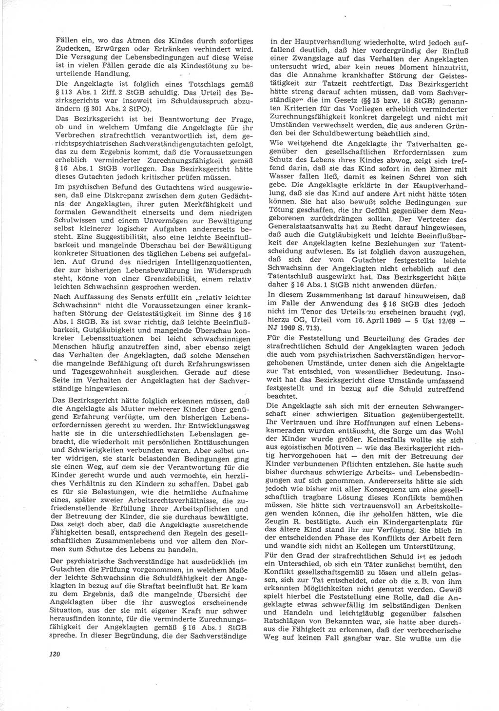 Neue Justiz (NJ), Zeitschrift für Recht und Rechtswissenschaft [Deutsche Demokratische Republik (DDR)], 24. Jahrgang 1970, Seite 120 (NJ DDR 1970, S. 120)