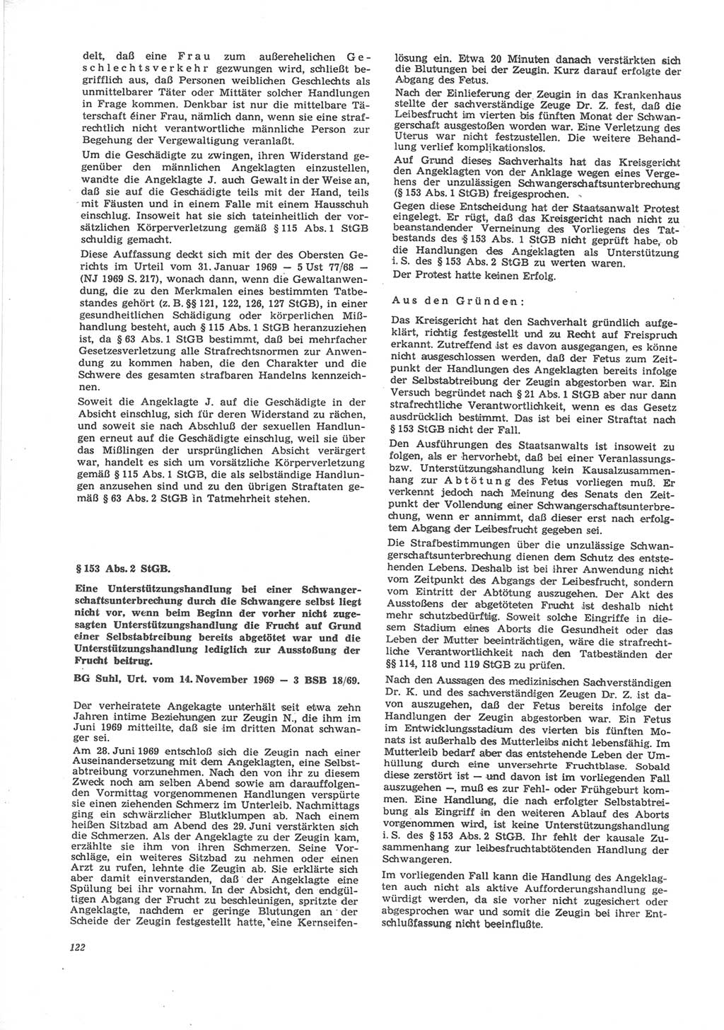 Neue Justiz (NJ), Zeitschrift für Recht und Rechtswissenschaft [Deutsche Demokratische Republik (DDR)], 24. Jahrgang 1970, Seite 122 (NJ DDR 1970, S. 122)