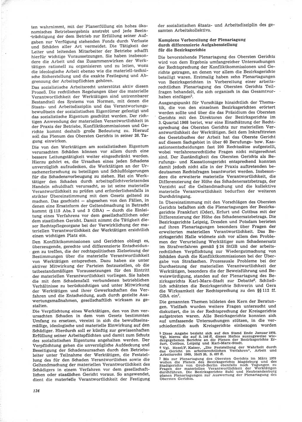 Neue Justiz (NJ), Zeitschrift für Recht und Rechtswissenschaft [Deutsche Demokratische Republik (DDR)], 24. Jahrgang 1970, Seite 134 (NJ DDR 1970, S. 134)