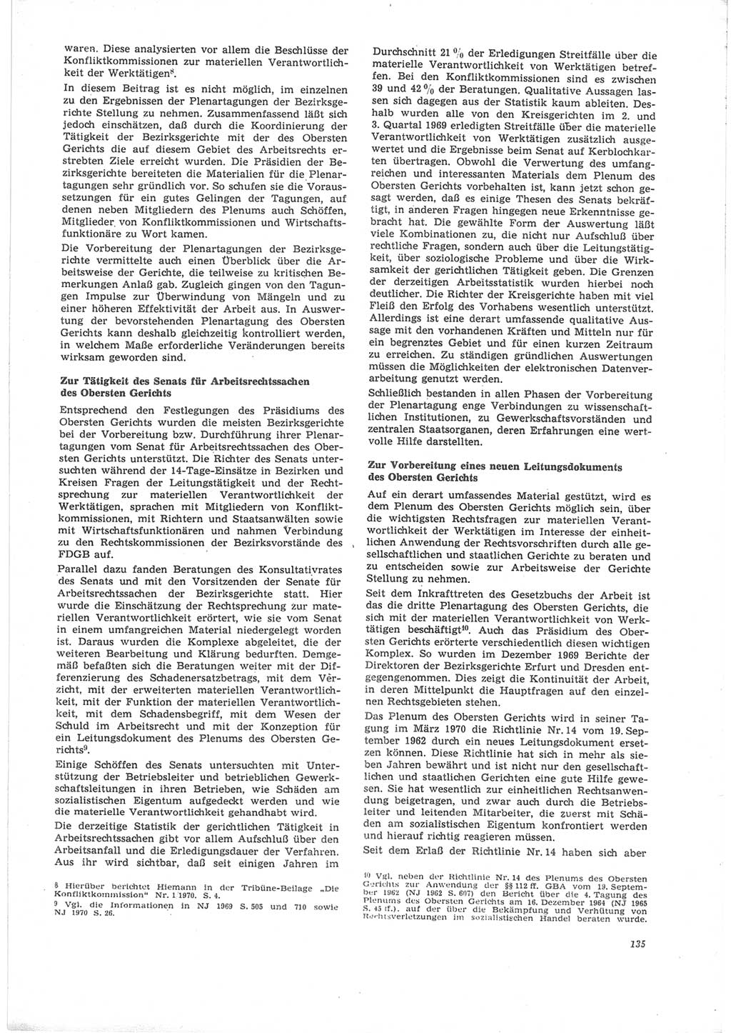Neue Justiz (NJ), Zeitschrift für Recht und Rechtswissenschaft [Deutsche Demokratische Republik (DDR)], 24. Jahrgang 1970, Seite 135 (NJ DDR 1970, S. 135)