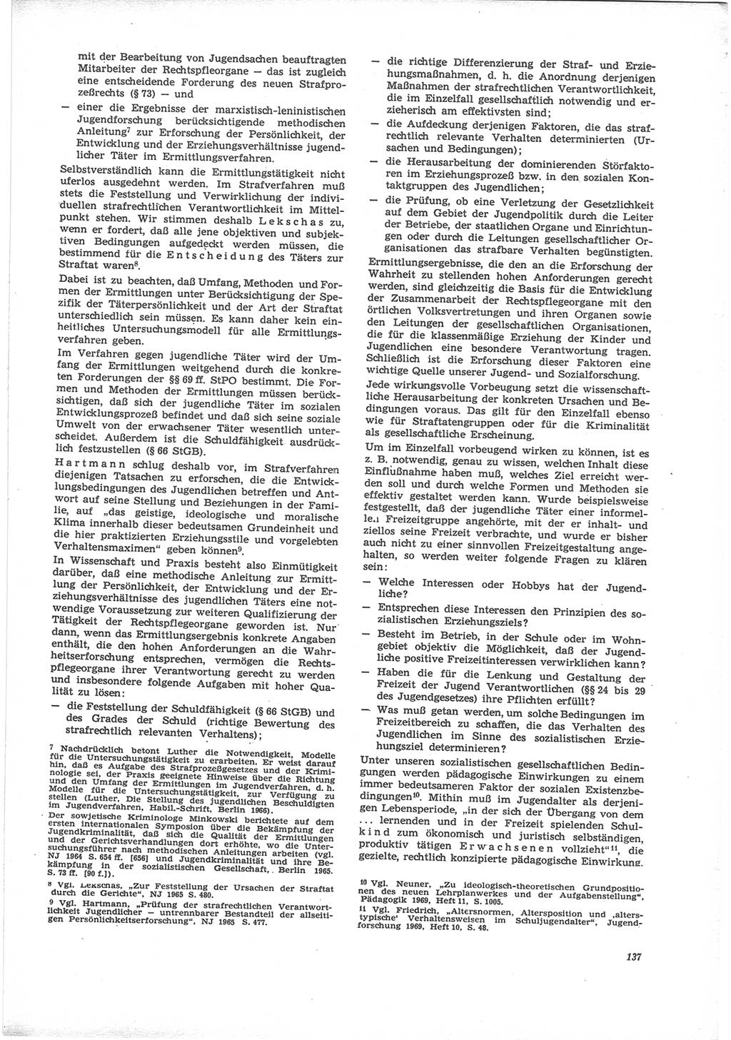 Neue Justiz (NJ), Zeitschrift für Recht und Rechtswissenschaft [Deutsche Demokratische Republik (DDR)], 24. Jahrgang 1970, Seite 137 (NJ DDR 1970, S. 137)