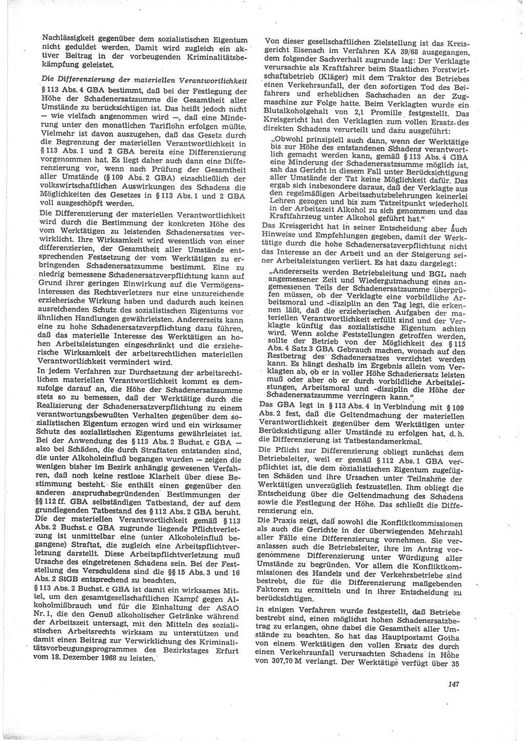 Neue Justiz (NJ), Zeitschrift für Recht und Rechtswissenschaft [Deutsche Demokratische Republik (DDR)], 24. Jahrgang 1970, Seite 147 (NJ DDR 1970, S. 147)