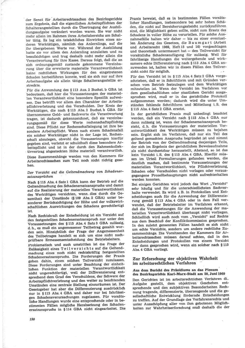 Neue Justiz (NJ), Zeitschrift für Recht und Rechtswissenschaft [Deutsche Demokratische Republik (DDR)], 24. Jahrgang 1970, Seite 150 (NJ DDR 1970, S. 150)