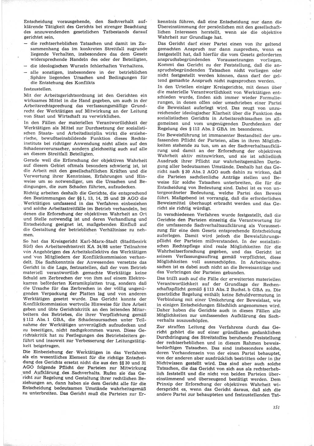 Neue Justiz (NJ), Zeitschrift für Recht und Rechtswissenschaft [Deutsche Demokratische Republik (DDR)], 24. Jahrgang 1970, Seite 151 (NJ DDR 1970, S. 151)