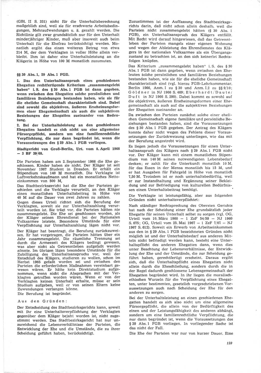 Neue Justiz (NJ), Zeitschrift für Recht und Rechtswissenschaft [Deutsche Demokratische Republik (DDR)], 24. Jahrgang 1970, Seite 159 (NJ DDR 1970, S. 159)