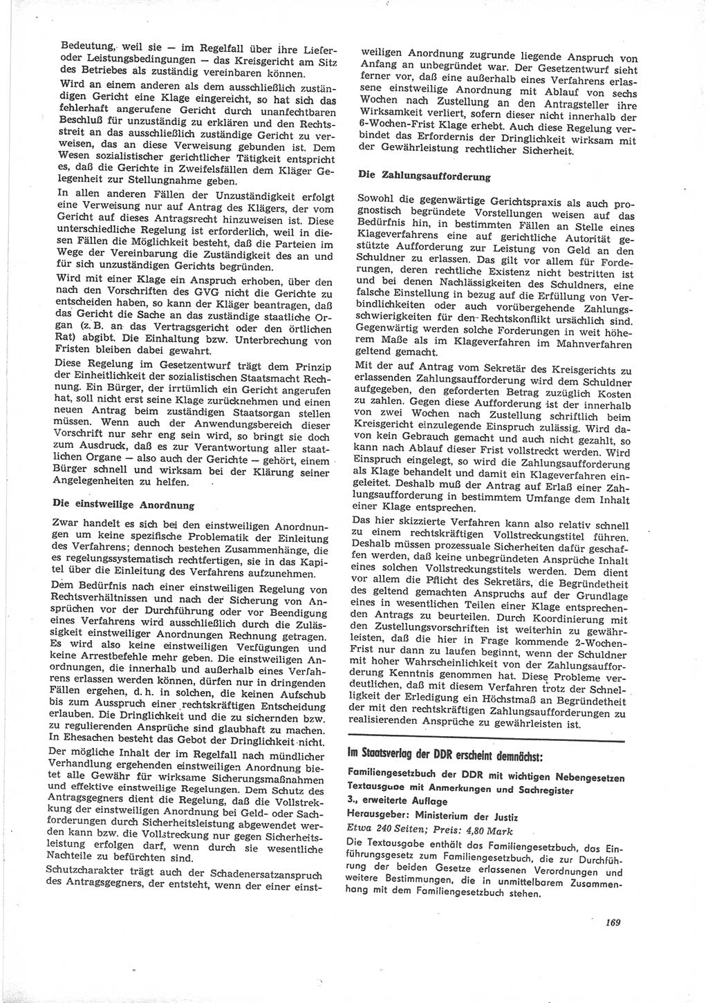 Neue Justiz (NJ), Zeitschrift für Recht und Rechtswissenschaft [Deutsche Demokratische Republik (DDR)], 24. Jahrgang 1970, Seite 169 (NJ DDR 1970, S. 169)