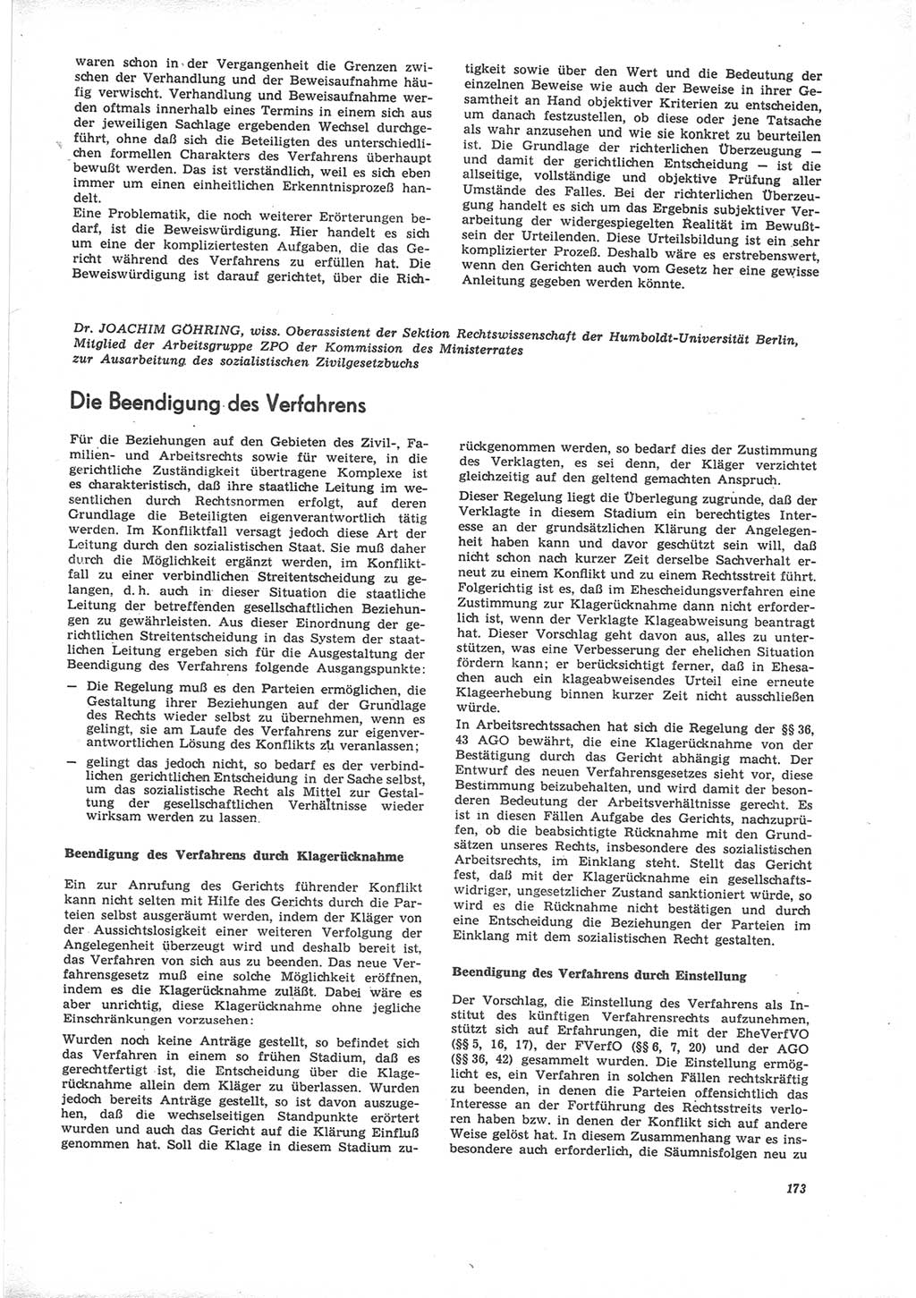 Neue Justiz (NJ), Zeitschrift für Recht und Rechtswissenschaft [Deutsche Demokratische Republik (DDR)], 24. Jahrgang 1970, Seite 173 (NJ DDR 1970, S. 173)