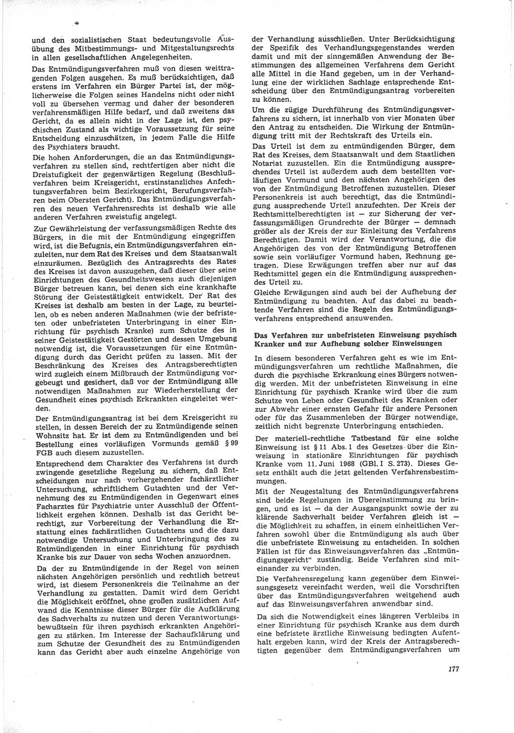 Neue Justiz (NJ), Zeitschrift für Recht und Rechtswissenschaft [Deutsche Demokratische Republik (DDR)], 24. Jahrgang 1970, Seite 177 (NJ DDR 1970, S. 177)