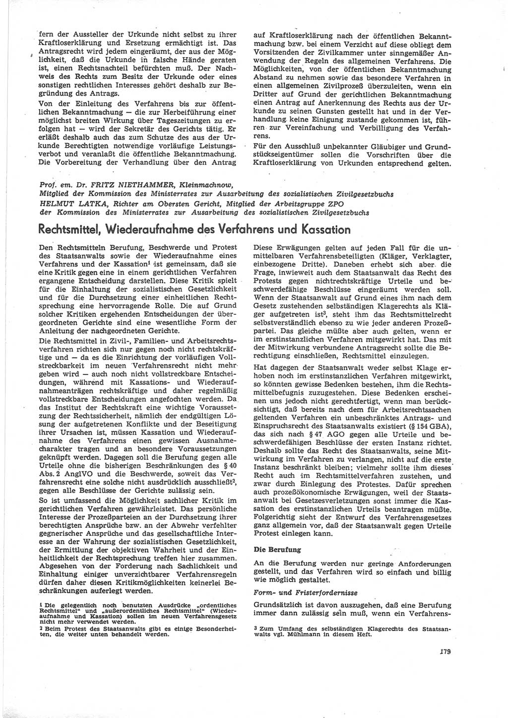 Neue Justiz (NJ), Zeitschrift für Recht und Rechtswissenschaft [Deutsche Demokratische Republik (DDR)], 24. Jahrgang 1970, Seite 179 (NJ DDR 1970, S. 179)