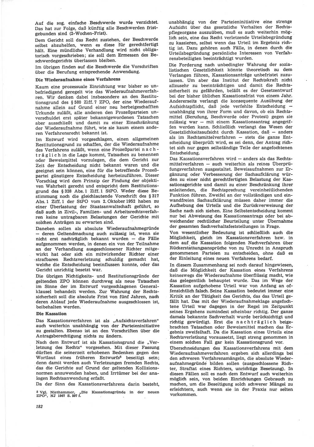 Neue Justiz (NJ), Zeitschrift für Recht und Rechtswissenschaft [Deutsche Demokratische Republik (DDR)], 24. Jahrgang 1970, Seite 182 (NJ DDR 1970, S. 182)