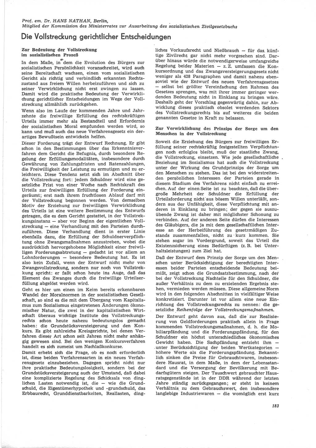 Neue Justiz (NJ), Zeitschrift für Recht und Rechtswissenschaft [Deutsche Demokratische Republik (DDR)], 24. Jahrgang 1970, Seite 183 (NJ DDR 1970, S. 183)
