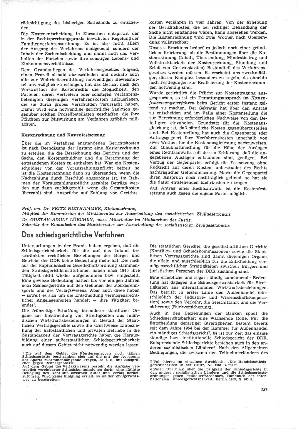 Neue Justiz (NJ), Zeitschrift für Recht und Rechtswissenschaft [Deutsche Demokratische Republik (DDR)], 24. Jahrgang 1970, Seite 187 (NJ DDR 1970, S. 187)