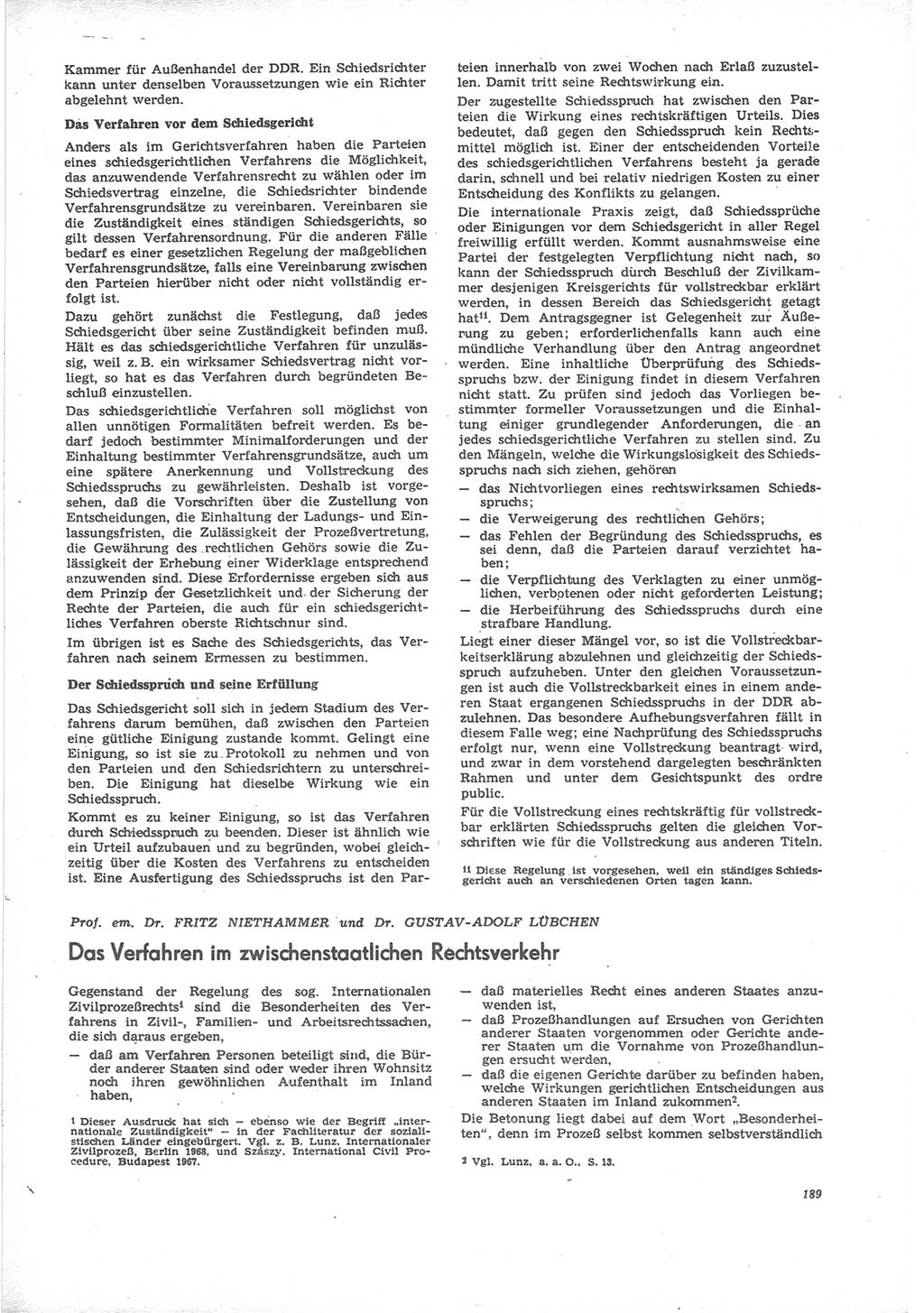 Neue Justiz (NJ), Zeitschrift für Recht und Rechtswissenschaft [Deutsche Demokratische Republik (DDR)], 24. Jahrgang 1970, Seite 189 (NJ DDR 1970, S. 189)