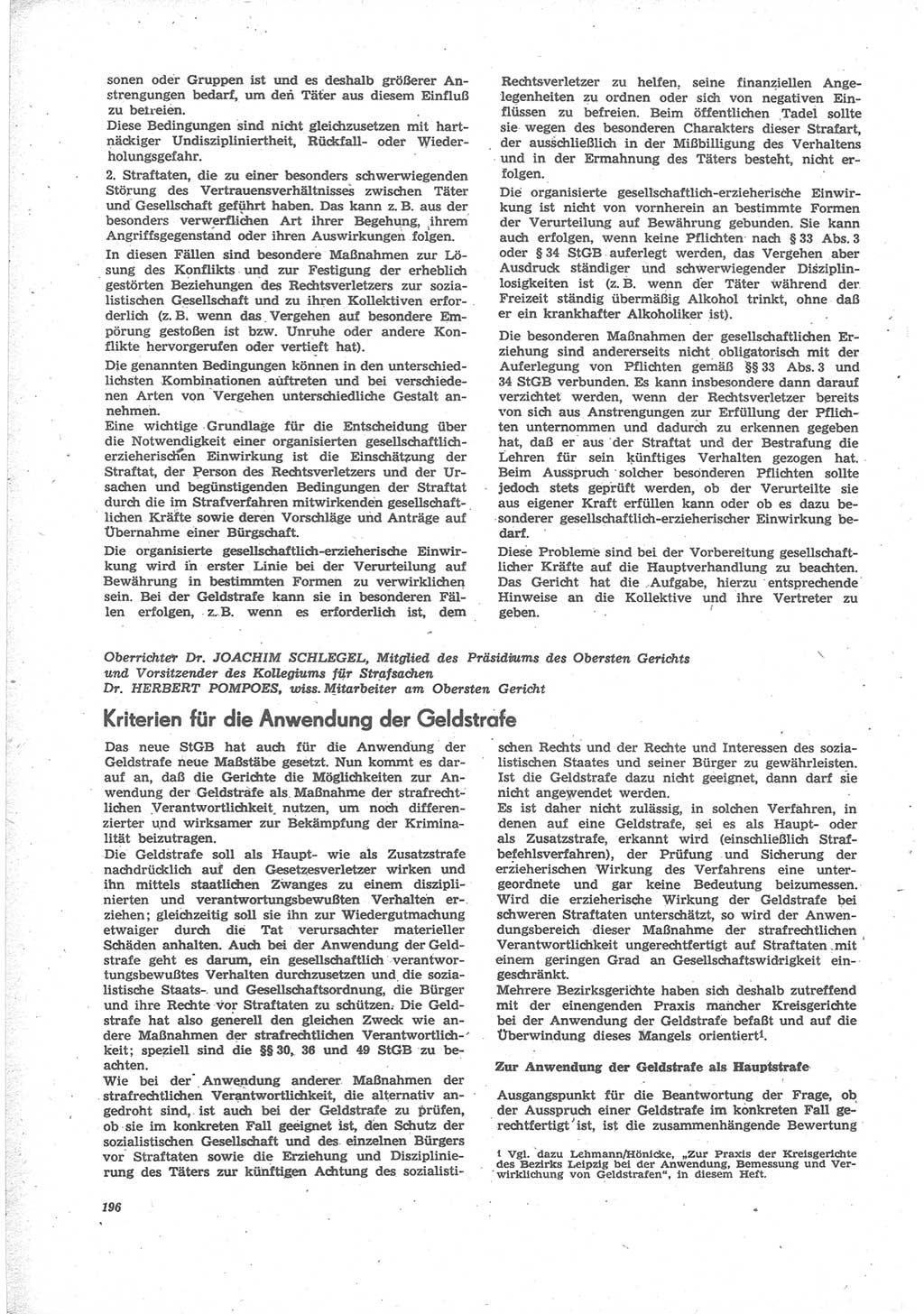Neue Justiz (NJ), Zeitschrift für Recht und Rechtswissenschaft [Deutsche Demokratische Republik (DDR)], 24. Jahrgang 1970, Seite 196 (NJ DDR 1970, S. 196)