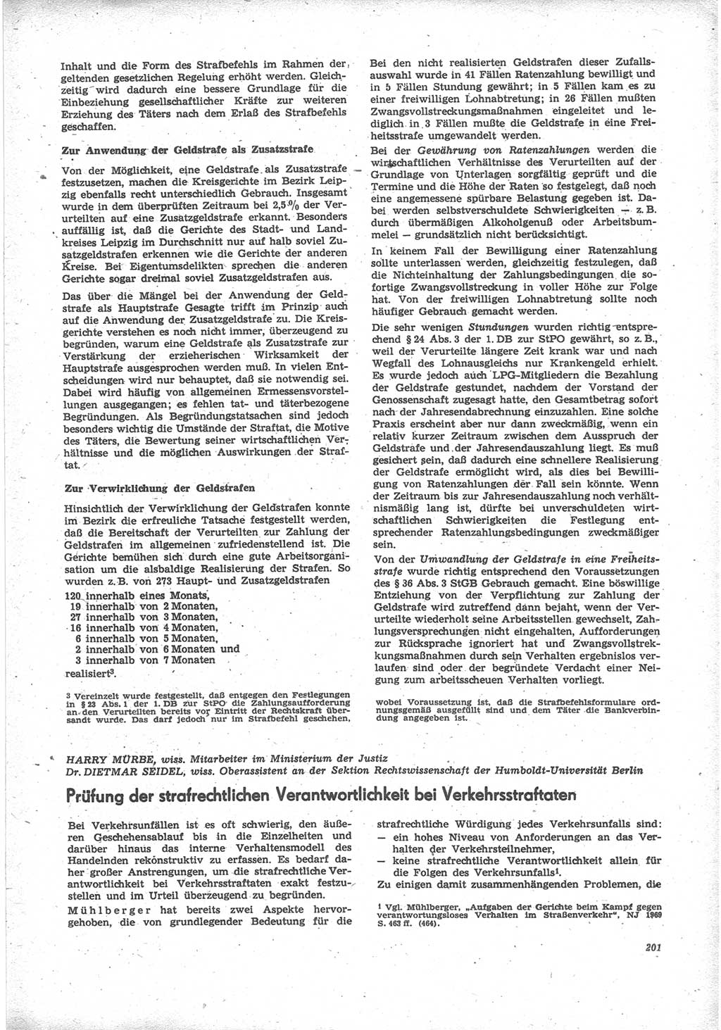 Neue Justiz (NJ), Zeitschrift für Recht und Rechtswissenschaft [Deutsche Demokratische Republik (DDR)], 24. Jahrgang 1970, Seite 201 (NJ DDR 1970, S. 201)