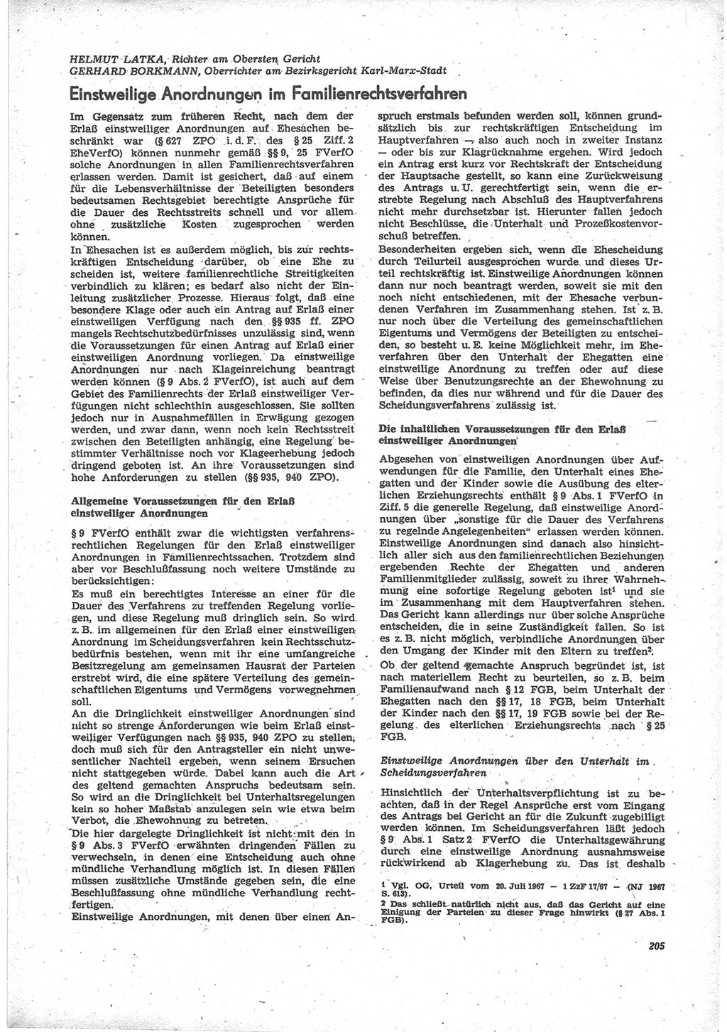 Neue Justiz (NJ), Zeitschrift für Recht und Rechtswissenschaft [Deutsche Demokratische Republik (DDR)], 24. Jahrgang 1970, Seite 205 (NJ DDR 1970, S. 205)