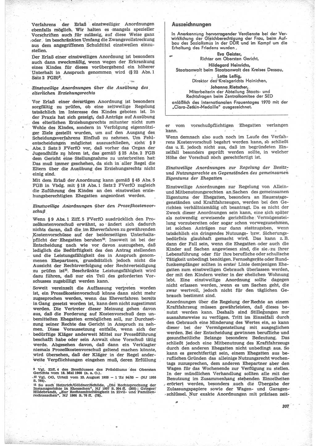 Neue Justiz (NJ), Zeitschrift für Recht und Rechtswissenschaft [Deutsche Demokratische Republik (DDR)], 24. Jahrgang 1970, Seite 207 (NJ DDR 1970, S. 207)