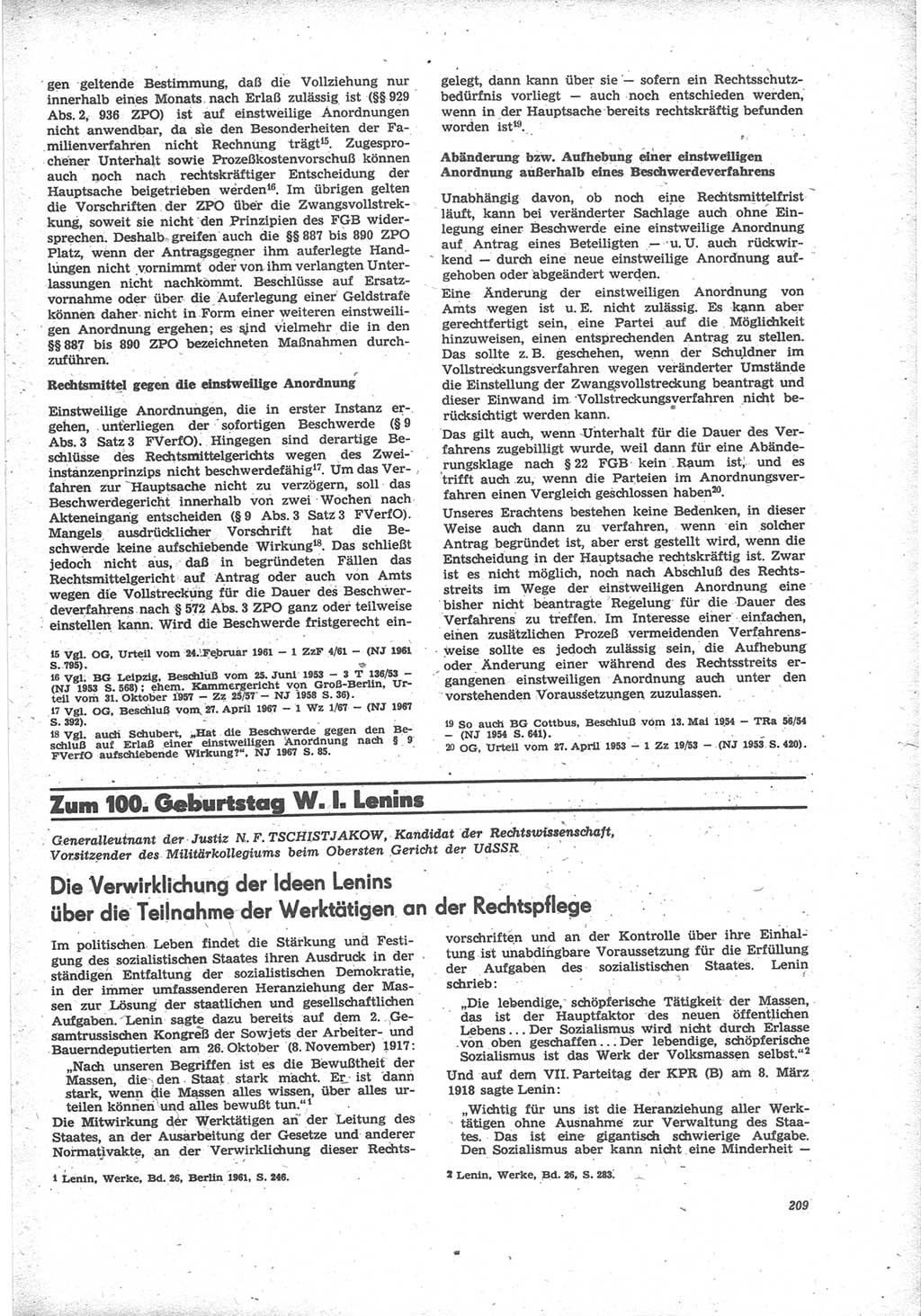 Neue Justiz (NJ), Zeitschrift für Recht und Rechtswissenschaft [Deutsche Demokratische Republik (DDR)], 24. Jahrgang 1970, Seite 209 (NJ DDR 1970, S. 209)