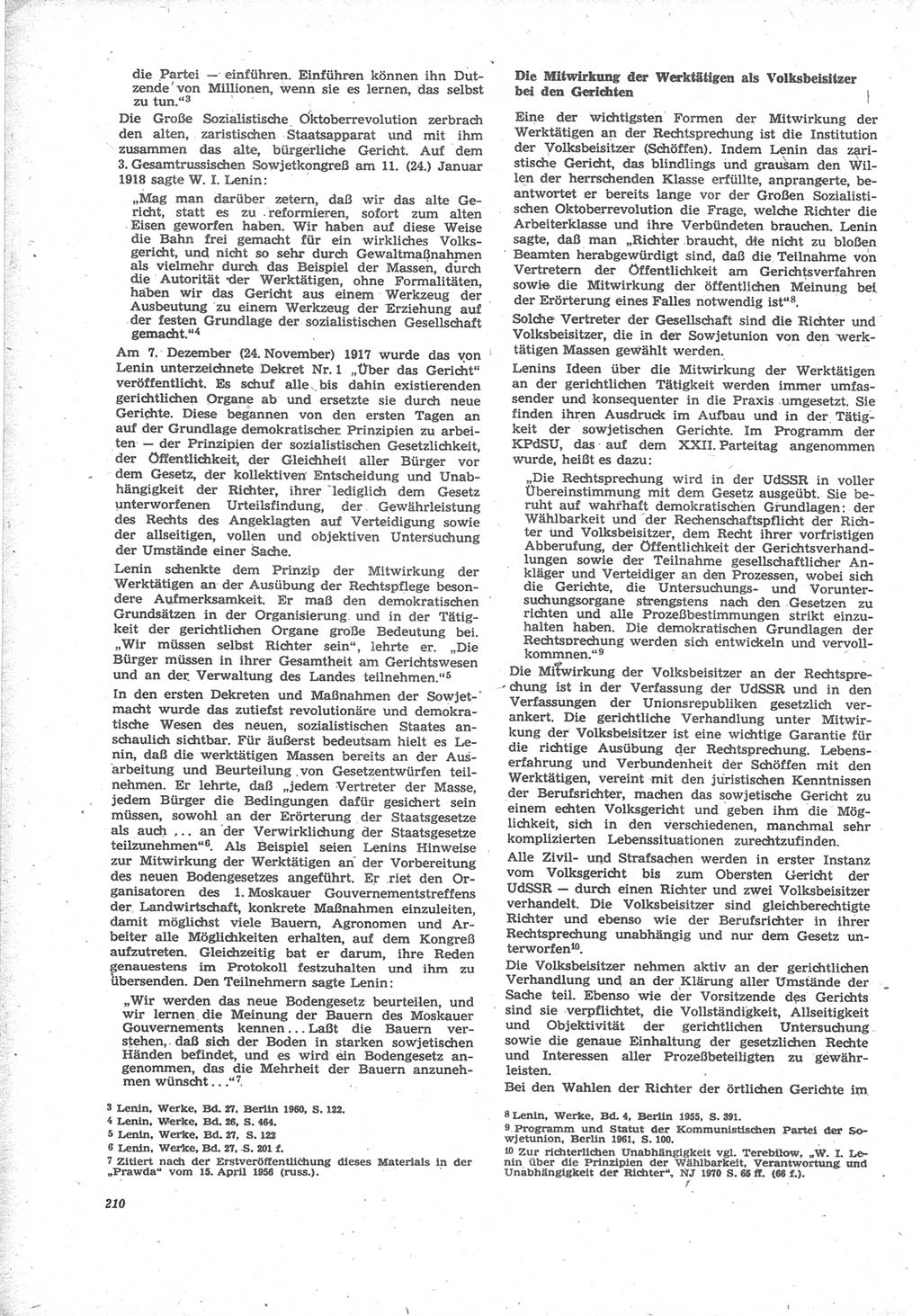 Neue Justiz (NJ), Zeitschrift für Recht und Rechtswissenschaft [Deutsche Demokratische Republik (DDR)], 24. Jahrgang 1970, Seite 210 (NJ DDR 1970, S. 210)