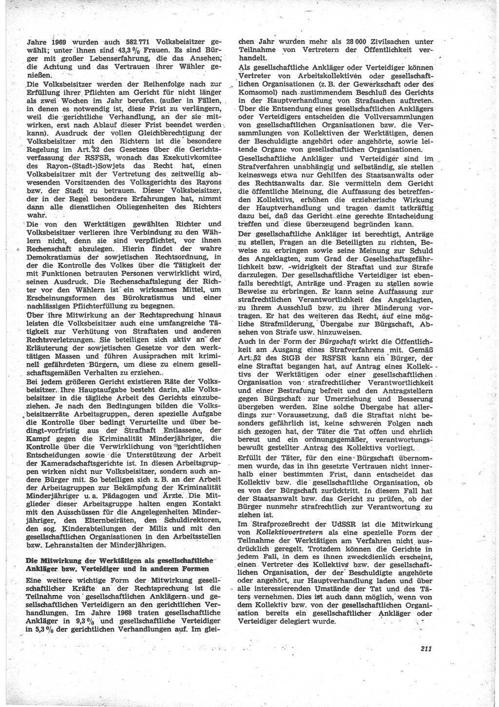 Neue Justiz (NJ), Zeitschrift für Recht und Rechtswissenschaft [Deutsche Demokratische Republik (DDR)], 24. Jahrgang 1970, Seite 211 (NJ DDR 1970, S. 211)