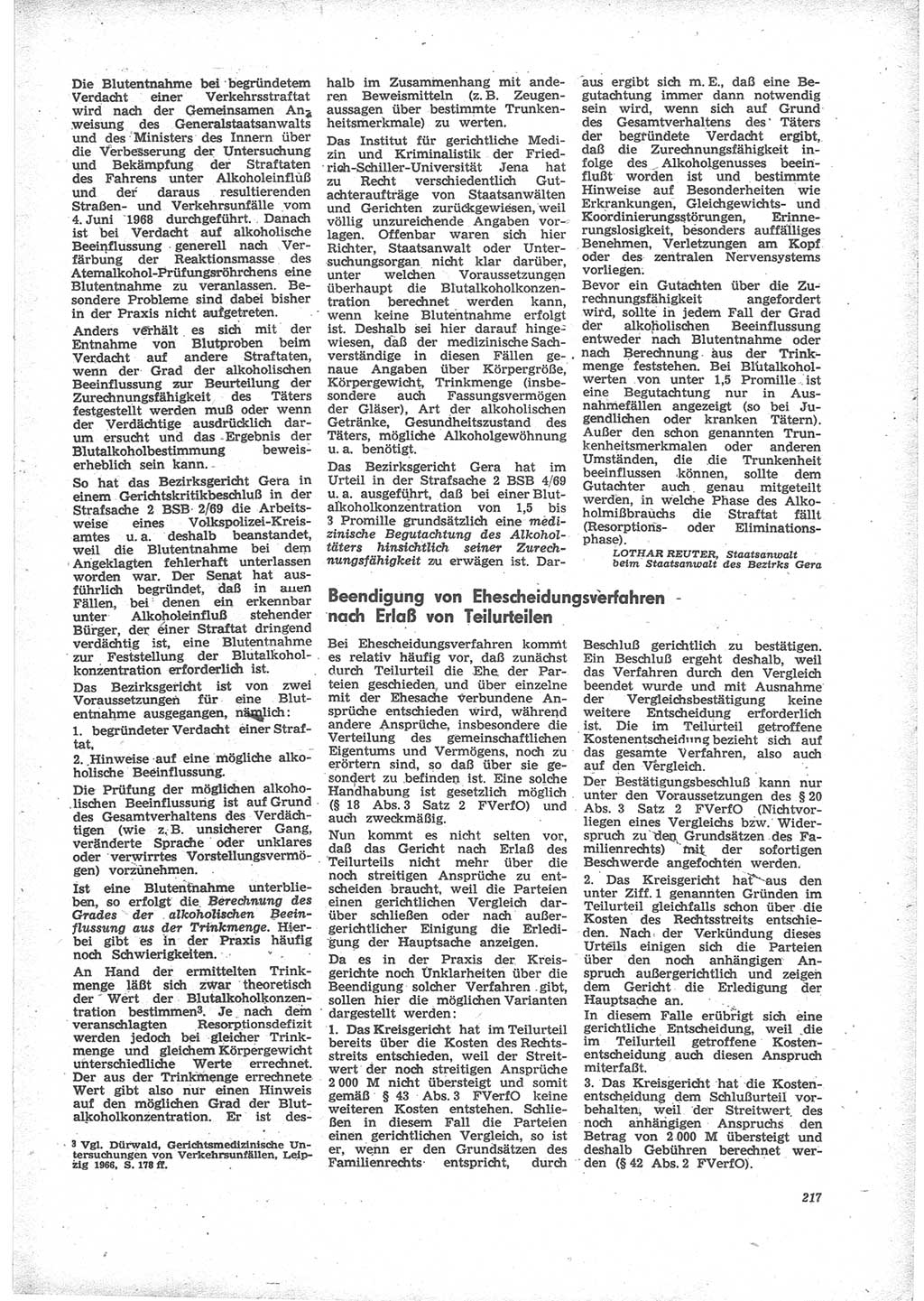 Neue Justiz (NJ), Zeitschrift für Recht und Rechtswissenschaft [Deutsche Demokratische Republik (DDR)], 24. Jahrgang 1970, Seite 217 (NJ DDR 1970, S. 217)