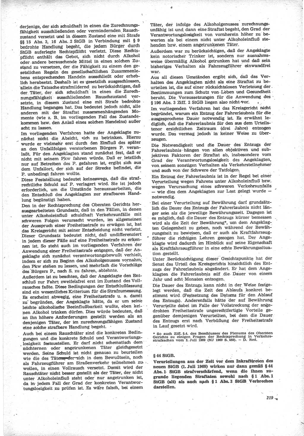 Neue Justiz (NJ), Zeitschrift für Recht und Rechtswissenschaft [Deutsche Demokratische Republik (DDR)], 24. Jahrgang 1970, Seite 219 (NJ DDR 1970, S. 219)