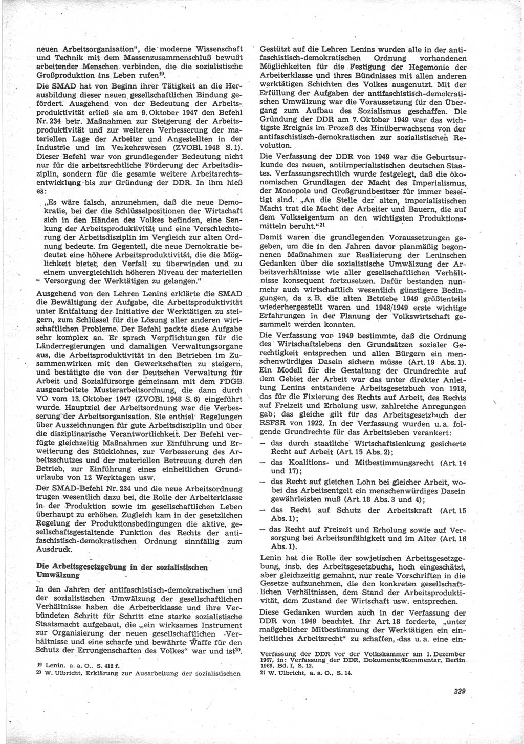 Neue Justiz (NJ), Zeitschrift für Recht und Rechtswissenschaft [Deutsche Demokratische Republik (DDR)], 24. Jahrgang 1970, Seite 229 (NJ DDR 1970, S. 229)