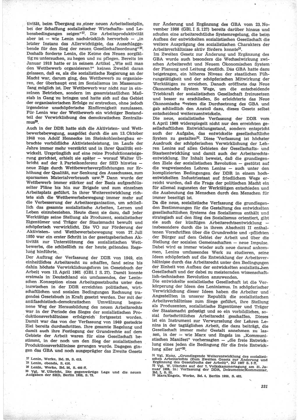 Neue Justiz (NJ), Zeitschrift für Recht und Rechtswissenschaft [Deutsche Demokratische Republik (DDR)], 24. Jahrgang 1970, Seite 231 (NJ DDR 1970, S. 231)