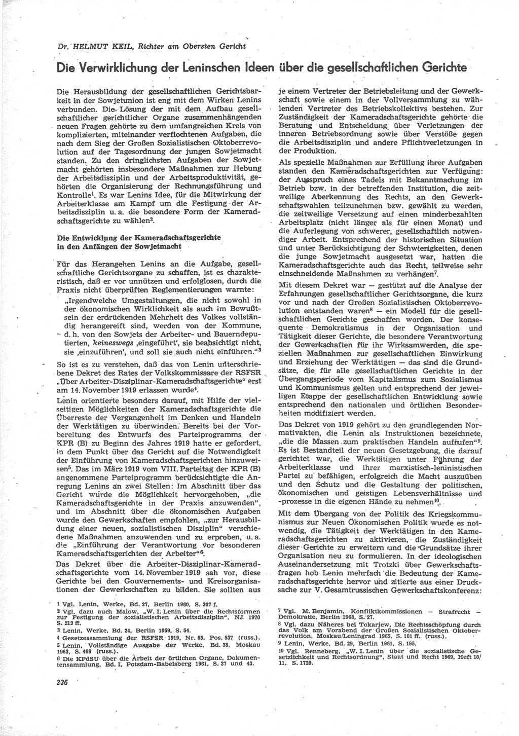 Neue Justiz (NJ), Zeitschrift für Recht und Rechtswissenschaft [Deutsche Demokratische Republik (DDR)], 24. Jahrgang 1970, Seite 236 (NJ DDR 1970, S. 236)