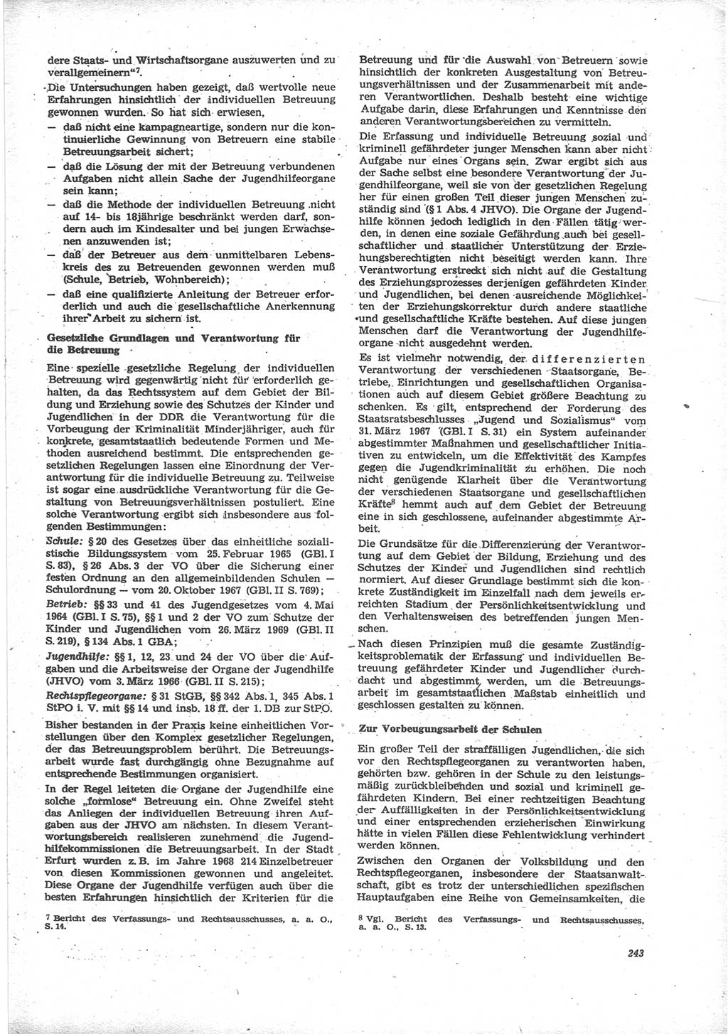 Neue Justiz (NJ), Zeitschrift für Recht und Rechtswissenschaft [Deutsche Demokratische Republik (DDR)], 24. Jahrgang 1970, Seite 243 (NJ DDR 1970, S. 243)