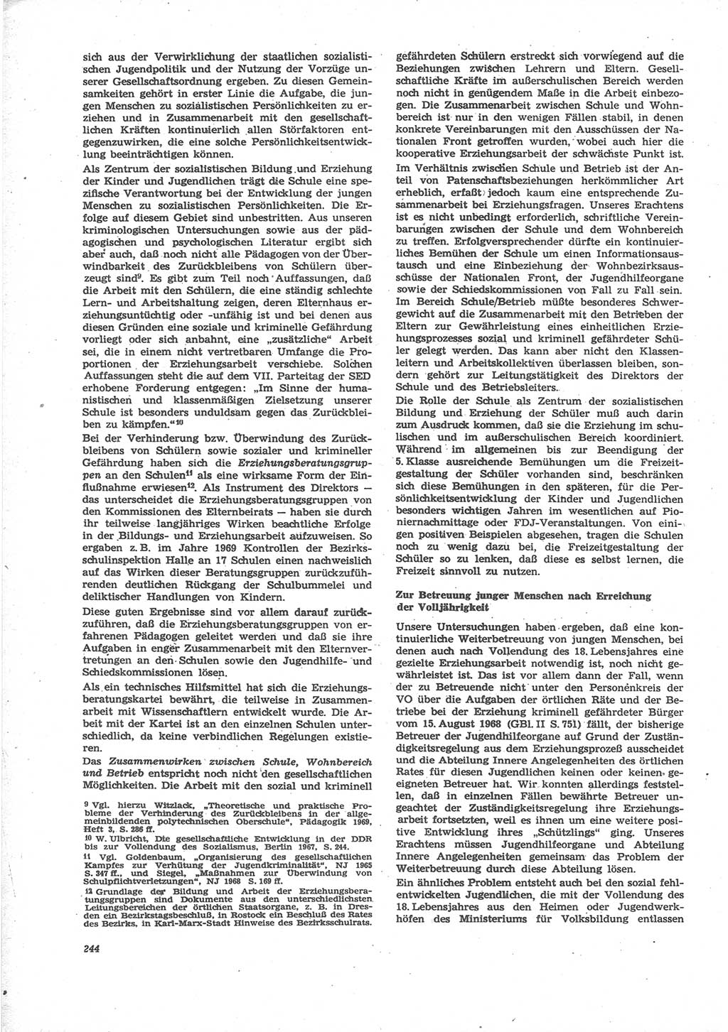 Neue Justiz (NJ), Zeitschrift für Recht und Rechtswissenschaft [Deutsche Demokratische Republik (DDR)], 24. Jahrgang 1970, Seite 244 (NJ DDR 1970, S. 244)