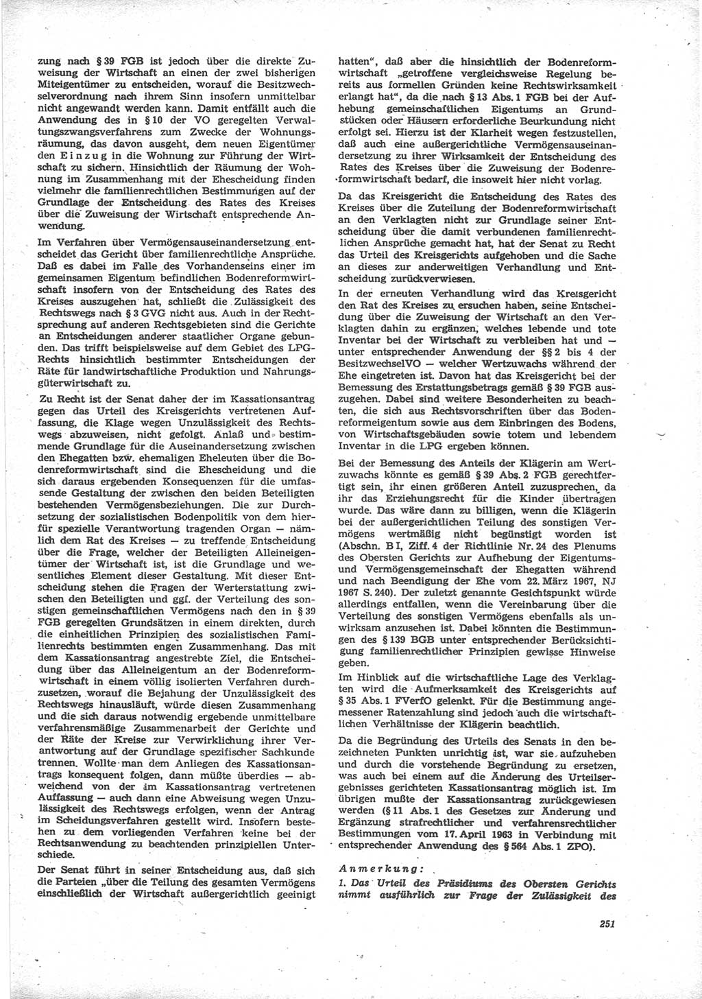 Neue Justiz (NJ), Zeitschrift für Recht und Rechtswissenschaft [Deutsche Demokratische Republik (DDR)], 24. Jahrgang 1970, Seite 251 (NJ DDR 1970, S. 251)