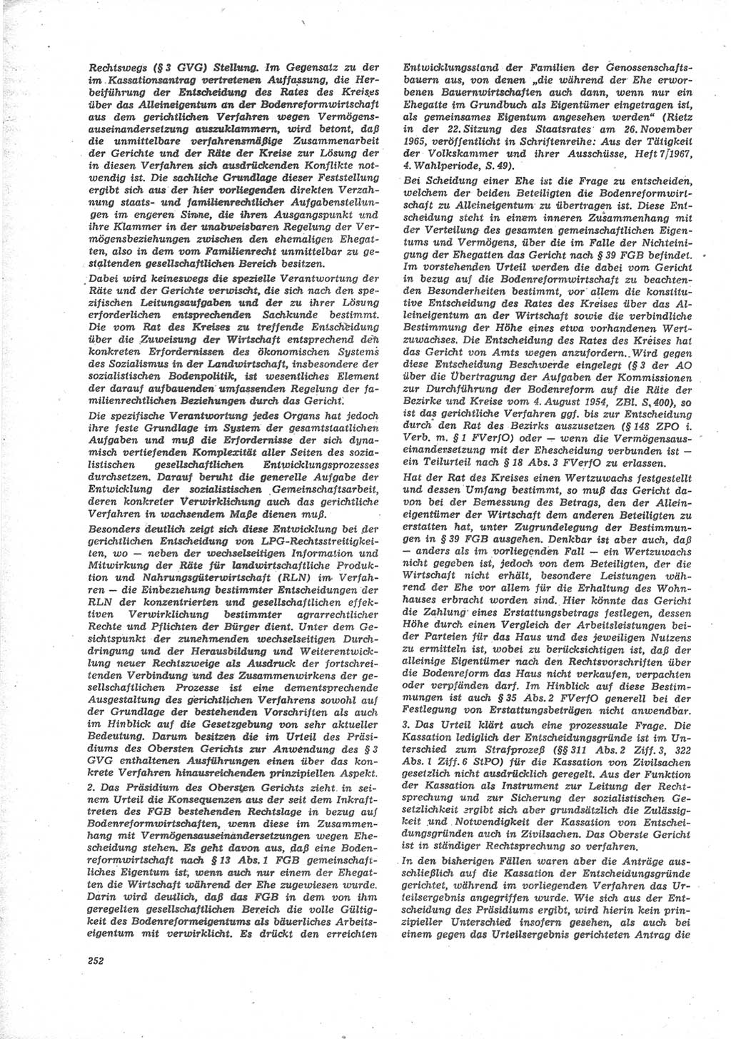 Neue Justiz (NJ), Zeitschrift für Recht und Rechtswissenschaft [Deutsche Demokratische Republik (DDR)], 24. Jahrgang 1970, Seite 252 (NJ DDR 1970, S. 252)