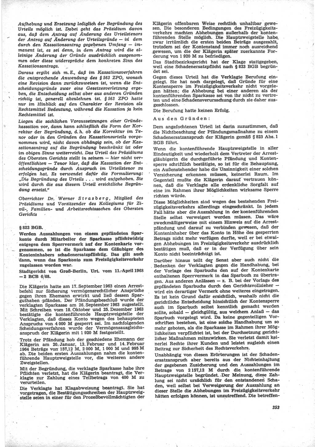 Neue Justiz (NJ), Zeitschrift für Recht und Rechtswissenschaft [Deutsche Demokratische Republik (DDR)], 24. Jahrgang 1970, Seite 253 (NJ DDR 1970, S. 253)