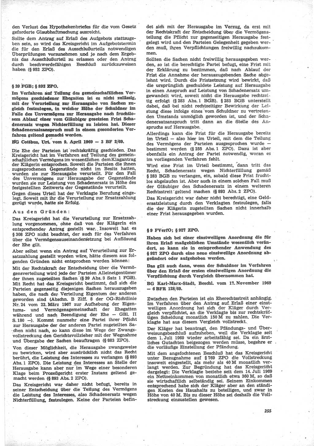 Neue Justiz (NJ), Zeitschrift für Recht und Rechtswissenschaft [Deutsche Demokratische Republik (DDR)], 24. Jahrgang 1970, Seite 255 (NJ DDR 1970, S. 255)