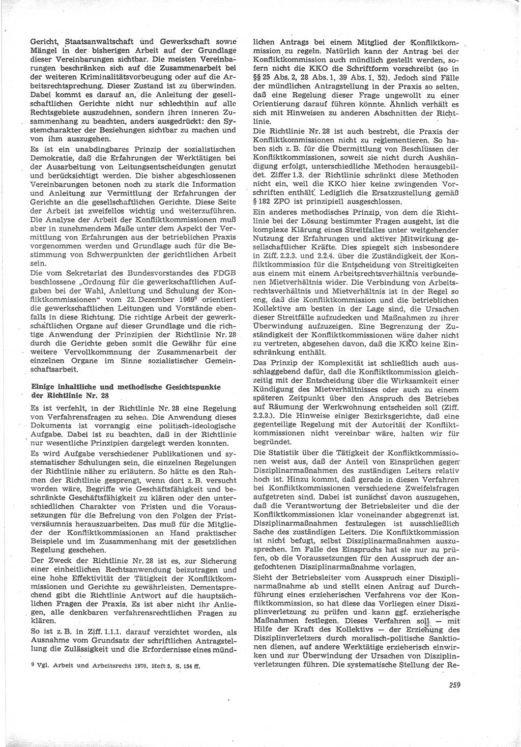 Neue Justiz (NJ), Zeitschrift für Recht und Rechtswissenschaft [Deutsche Demokratische Republik (DDR)], 24. Jahrgang 1970, Seite 259 (NJ DDR 1970, S. 259)