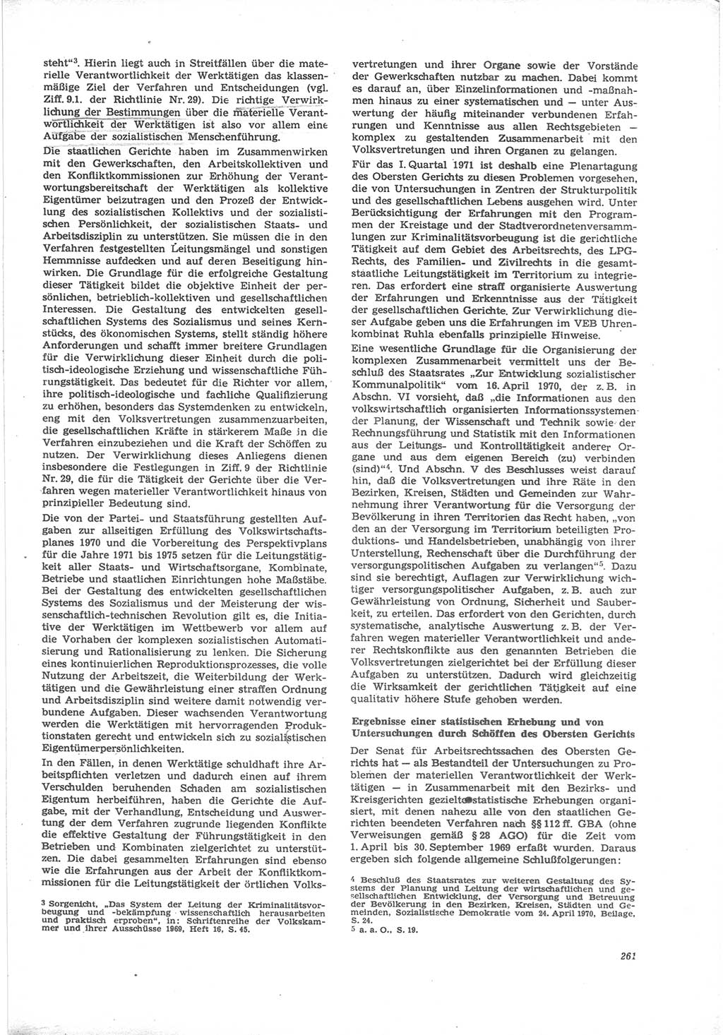 Neue Justiz (NJ), Zeitschrift für Recht und Rechtswissenschaft [Deutsche Demokratische Republik (DDR)], 24. Jahrgang 1970, Seite 261 (NJ DDR 1970, S. 261)