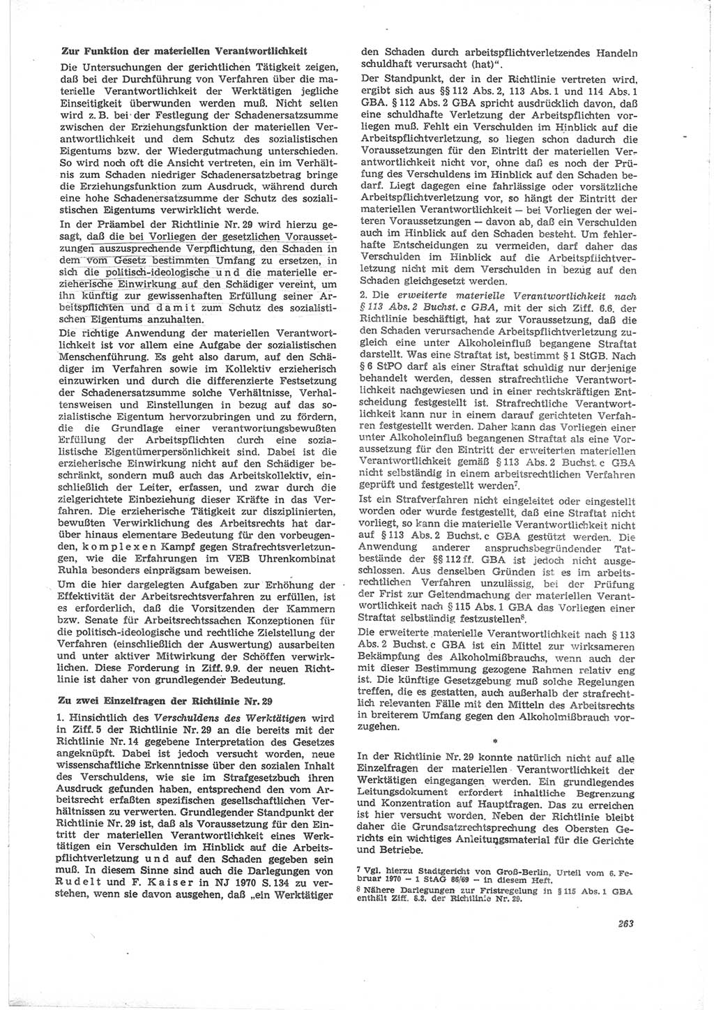 Neue Justiz (NJ), Zeitschrift für Recht und Rechtswissenschaft [Deutsche Demokratische Republik (DDR)], 24. Jahrgang 1970, Seite 263 (NJ DDR 1970, S. 263)