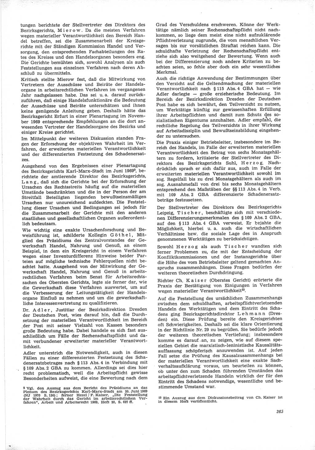 Neue Justiz (NJ), Zeitschrift für Recht und Rechtswissenschaft [Deutsche Demokratische Republik (DDR)], 24. Jahrgang 1970, Seite 265 (NJ DDR 1970, S. 265)