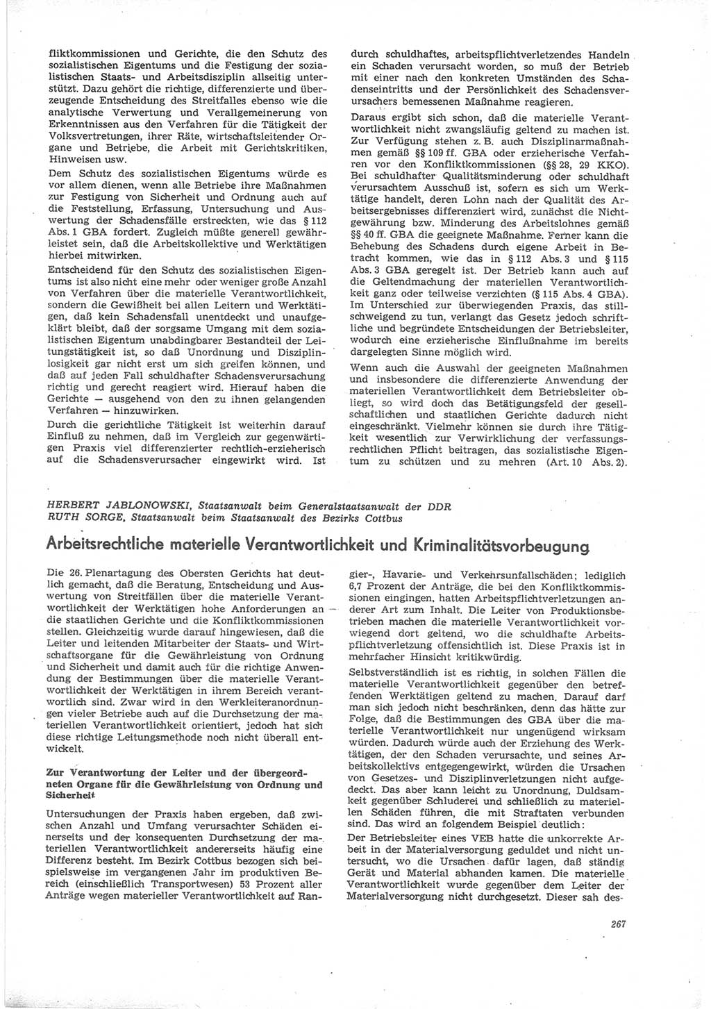 Neue Justiz (NJ), Zeitschrift für Recht und Rechtswissenschaft [Deutsche Demokratische Republik (DDR)], 24. Jahrgang 1970, Seite 267 (NJ DDR 1970, S. 267)