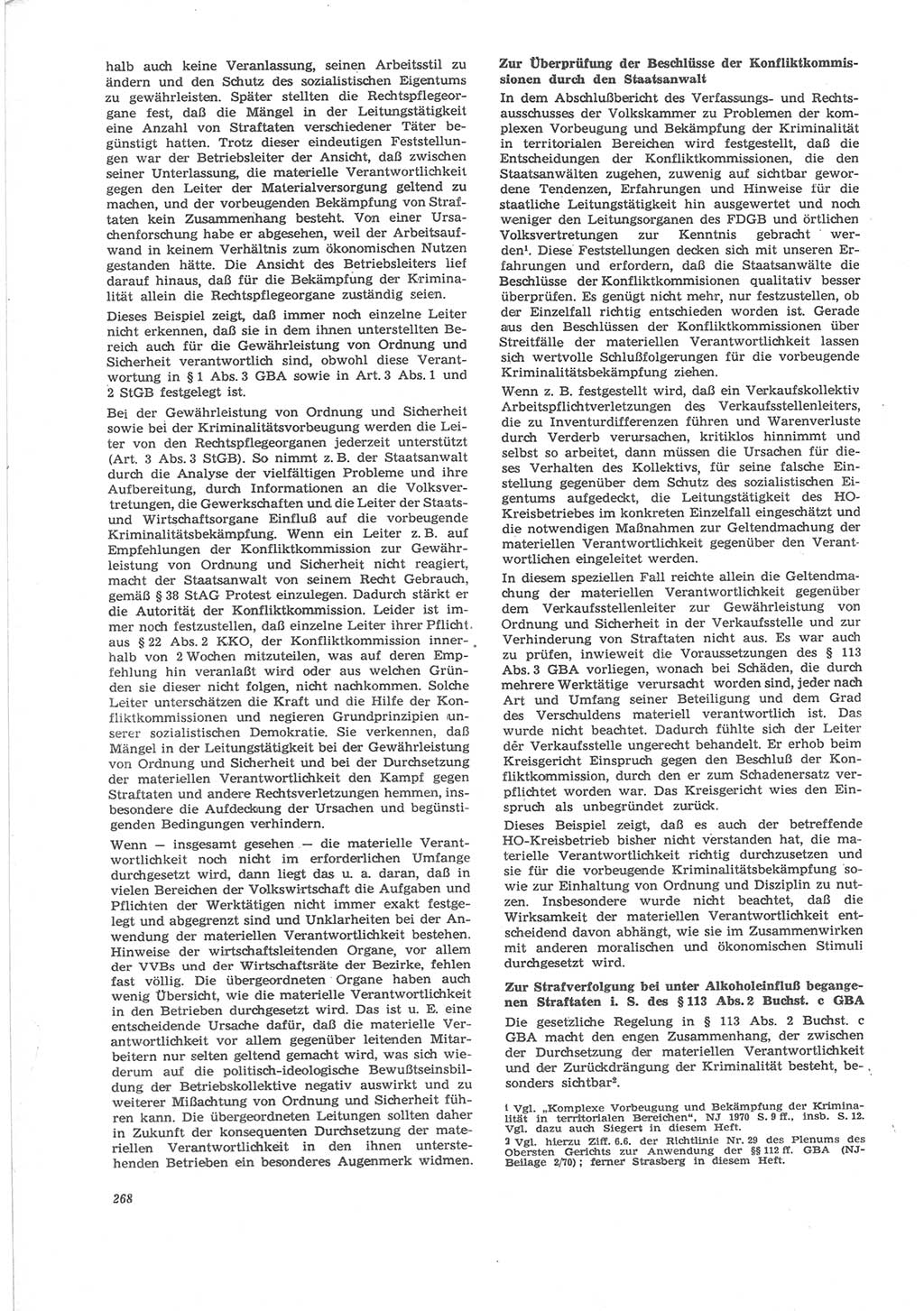Neue Justiz (NJ), Zeitschrift für Recht und Rechtswissenschaft [Deutsche Demokratische Republik (DDR)], 24. Jahrgang 1970, Seite 268 (NJ DDR 1970, S. 268)