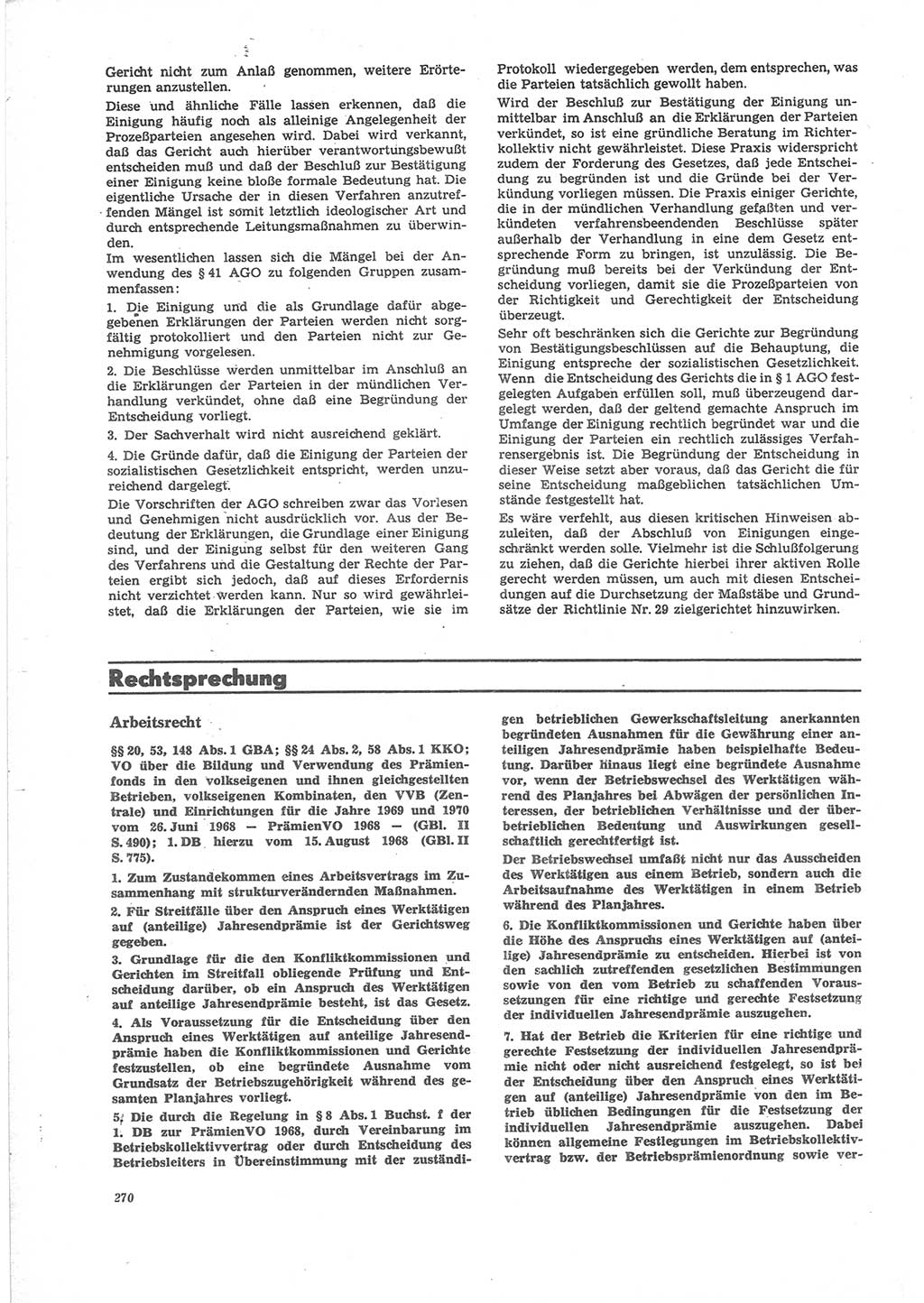 Neue Justiz (NJ), Zeitschrift für Recht und Rechtswissenschaft [Deutsche Demokratische Republik (DDR)], 24. Jahrgang 1970, Seite 270 (NJ DDR 1970, S. 270)