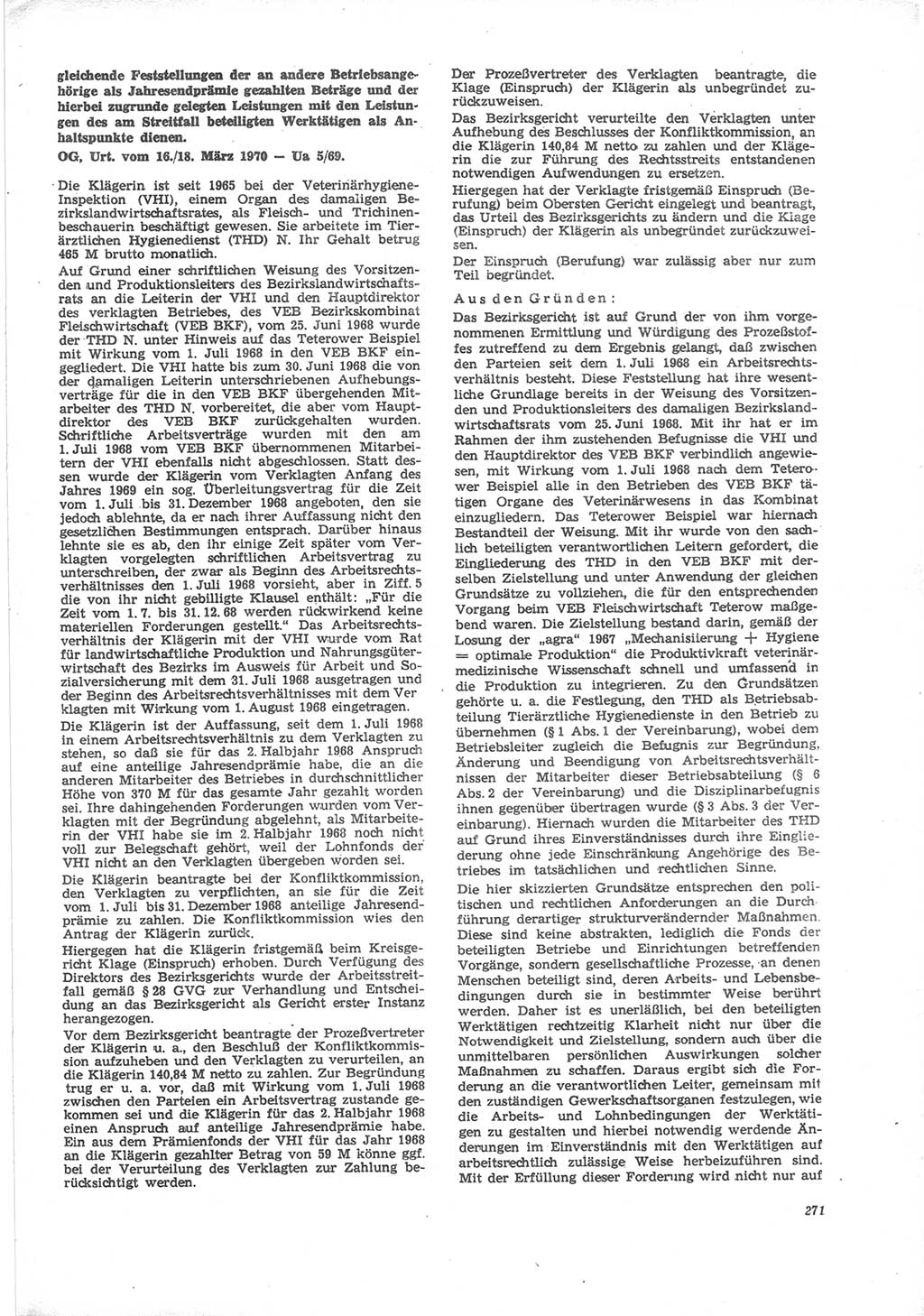 Neue Justiz (NJ), Zeitschrift für Recht und Rechtswissenschaft [Deutsche Demokratische Republik (DDR)], 24. Jahrgang 1970, Seite 271 (NJ DDR 1970, S. 271)