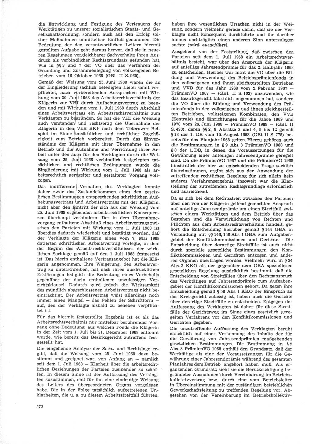 Neue Justiz (NJ), Zeitschrift für Recht und Rechtswissenschaft [Deutsche Demokratische Republik (DDR)], 24. Jahrgang 1970, Seite 272 (NJ DDR 1970, S. 272)