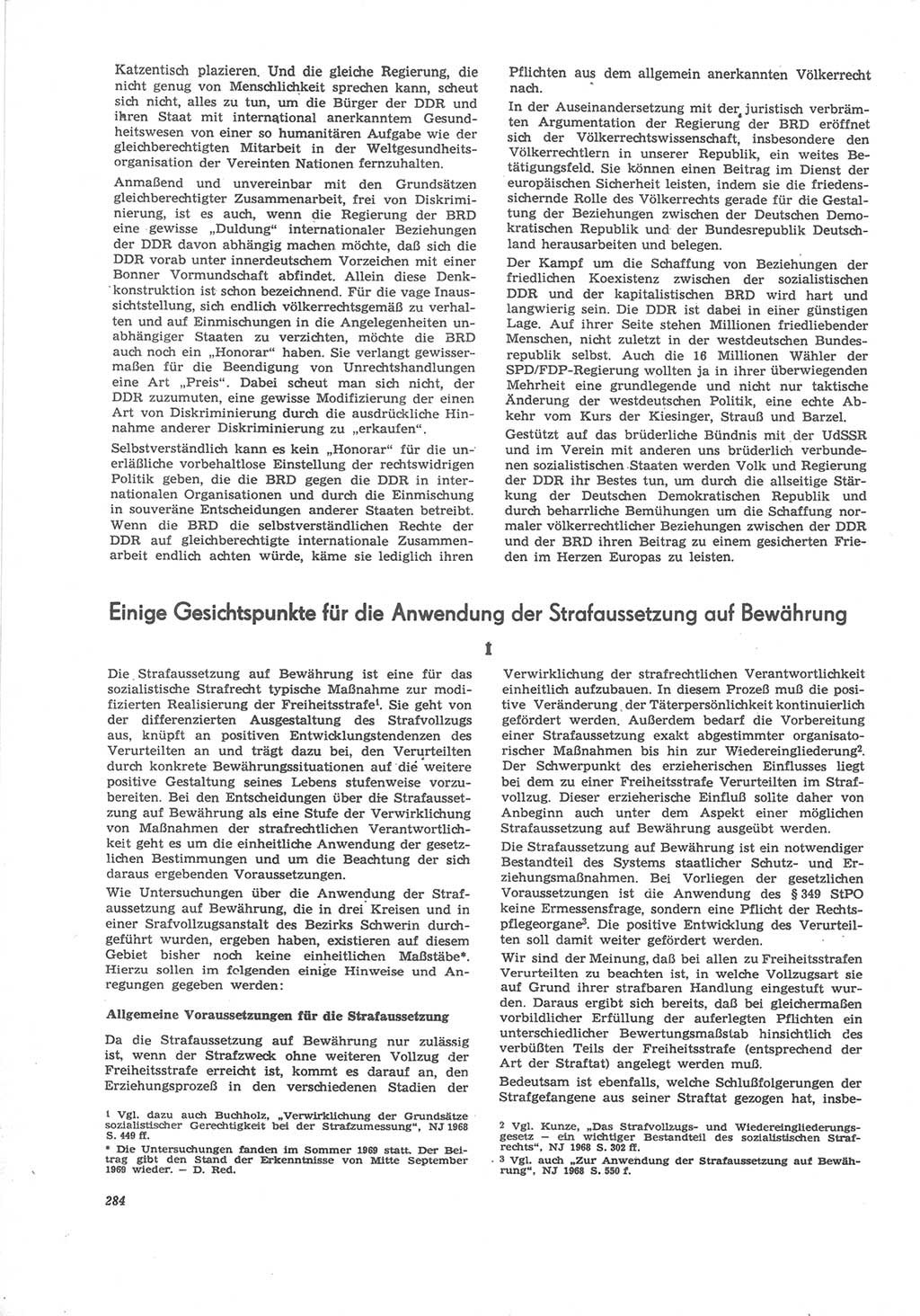 Neue Justiz (NJ), Zeitschrift für Recht und Rechtswissenschaft [Deutsche Demokratische Republik (DDR)], 24. Jahrgang 1970, Seite 284 (NJ DDR 1970, S. 284)