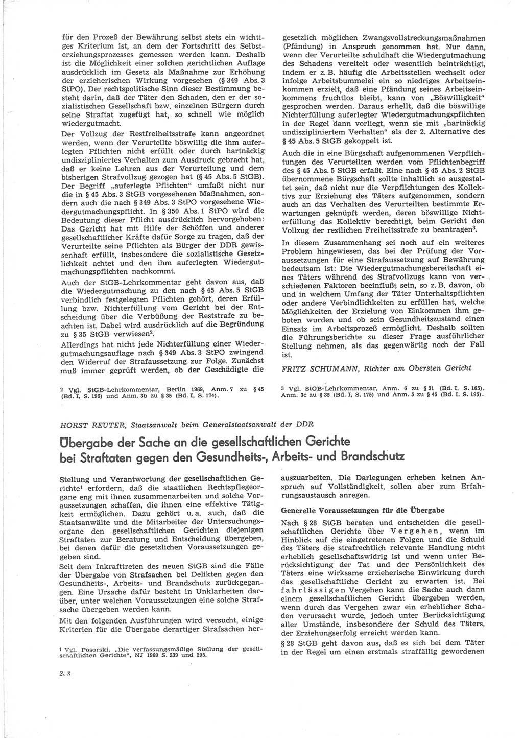 Neue Justiz (NJ), Zeitschrift für Recht und Rechtswissenschaft [Deutsche Demokratische Republik (DDR)], 24. Jahrgang 1970, Seite 288 (NJ DDR 1970, S. 288)