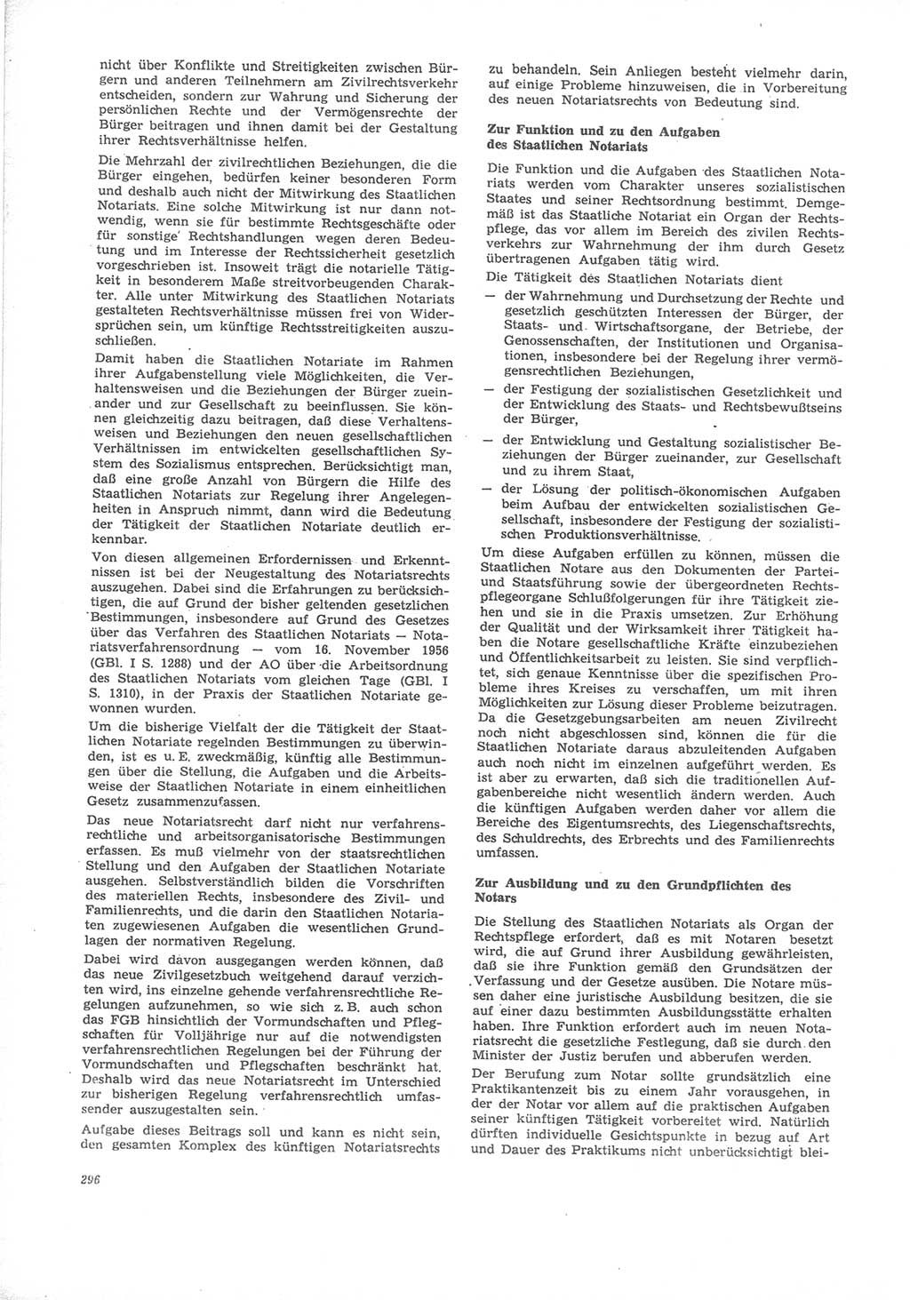 Neue Justiz (NJ), Zeitschrift für Recht und Rechtswissenschaft [Deutsche Demokratische Republik (DDR)], 24. Jahrgang 1970, Seite 296 (NJ DDR 1970, S. 296)